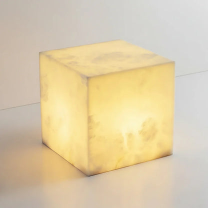 Simple Alabaster Cube Table Lamp