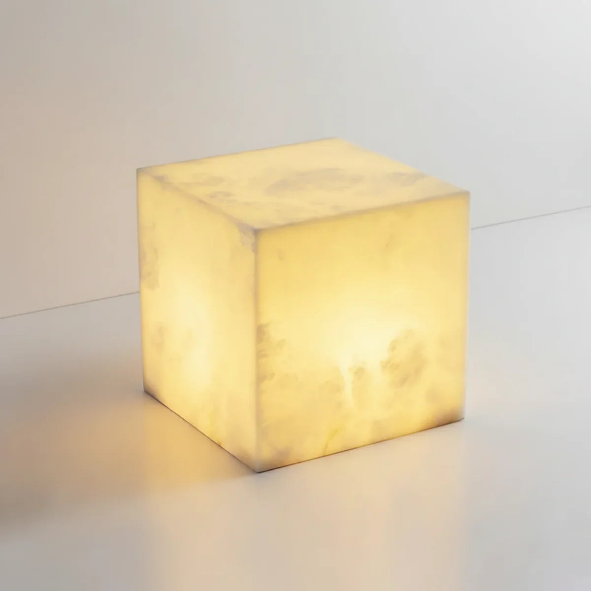 Simple Alabaster Cube Table Lamp