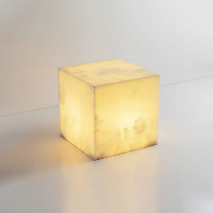 Simple Alabaster Cube Table Lamp