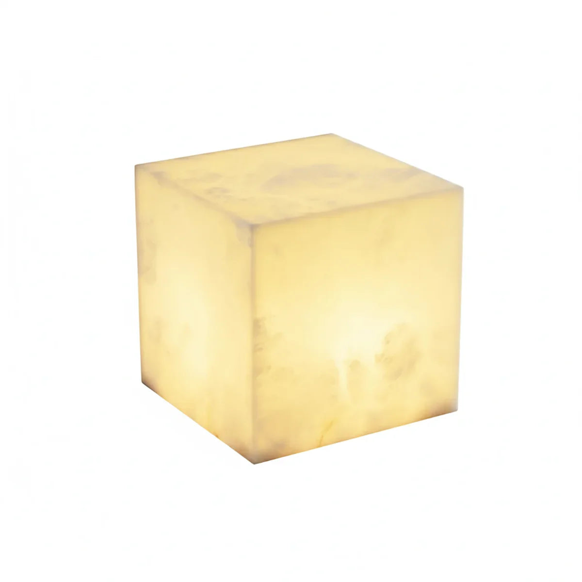 Simple Alabaster Cube Table Lamp