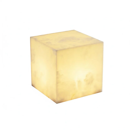 Simple Alabaster Cube Table Lamp