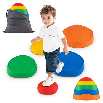 Stepping Stones for Kids 5 PCS Non-Slip Balance Stones with Storage Bag