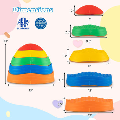 Stepping Stones for Kids 5 PCS Non-Slip Balance Stones with Storage Bag