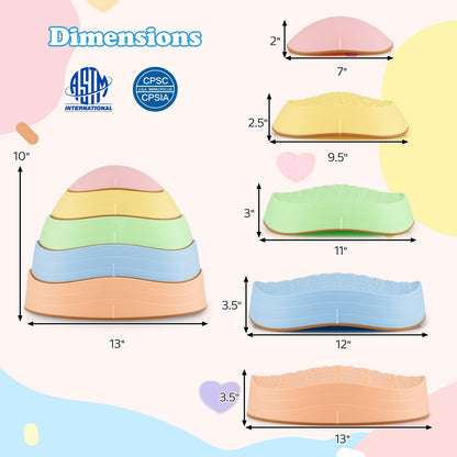Stepping Stones for Kids 5 PCS Non-Slip Balance Stones with Storage Bag