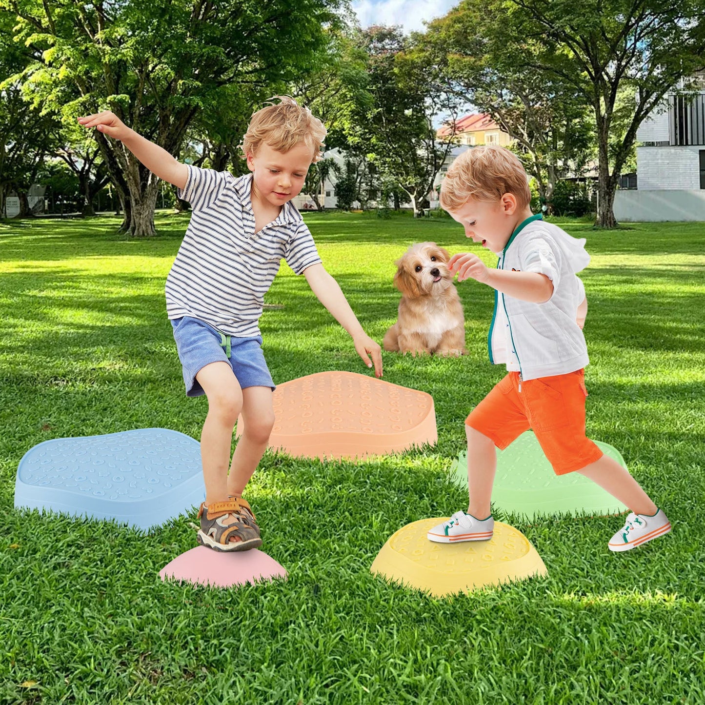 Stepping Stones for Kids 5 PCS Non-Slip Balance Stones with Storage Bag