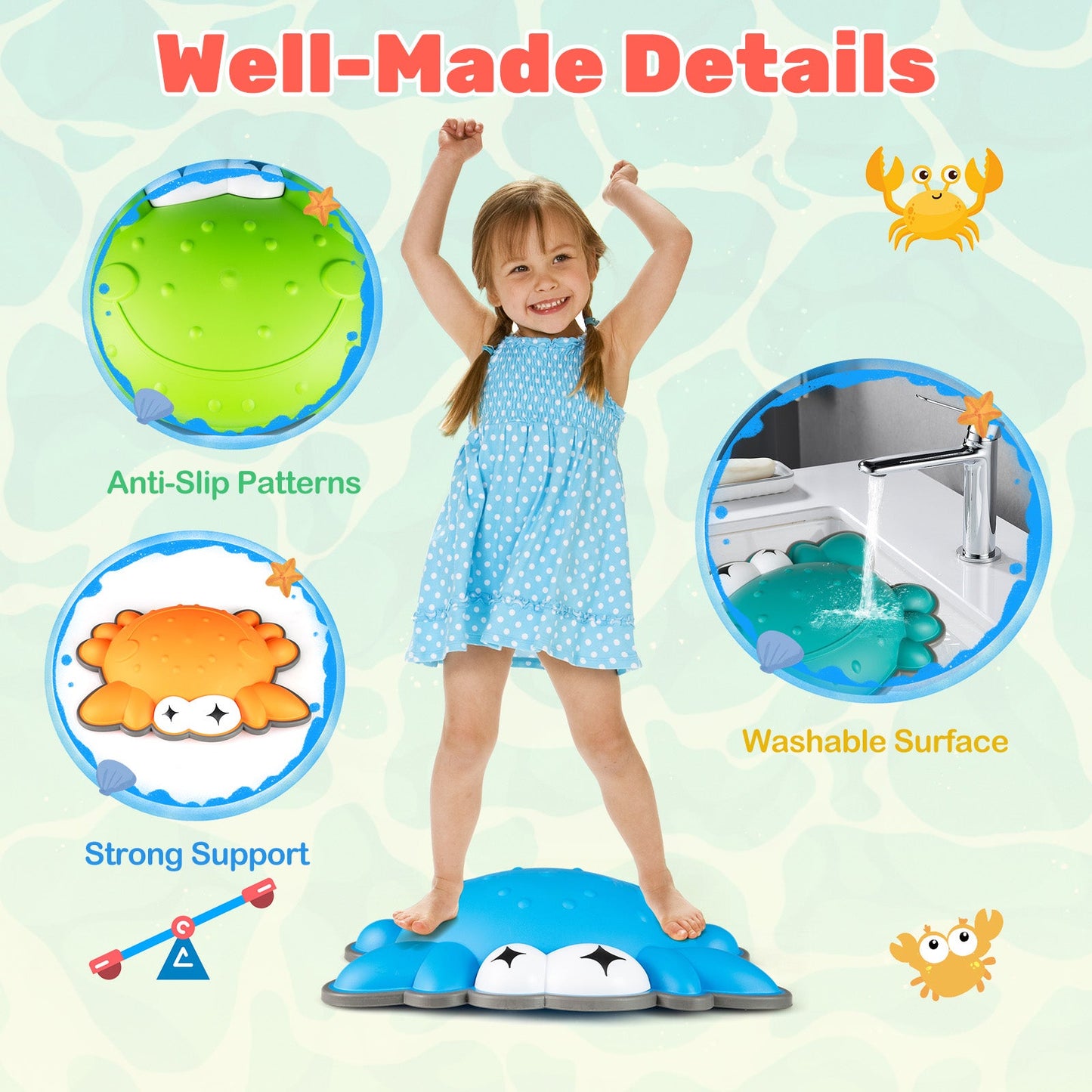 Stepping Stones for Kids 9 Pieces Non-Slip Toddler Stepping Stones Balance Sensory Toys-Multicolor