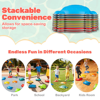 Stepping Stones for Kids 9 Pieces Non-Slip Toddler Stepping Stones Balance Sensory Toys-Multicolor