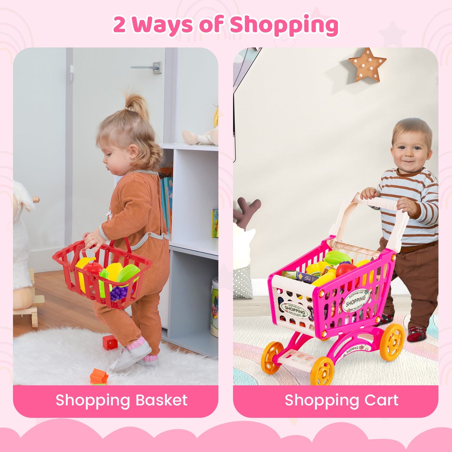 Supermarket Playset for Kids 76 PCS Pretend Play Grocery Store Set with Shopping Cart