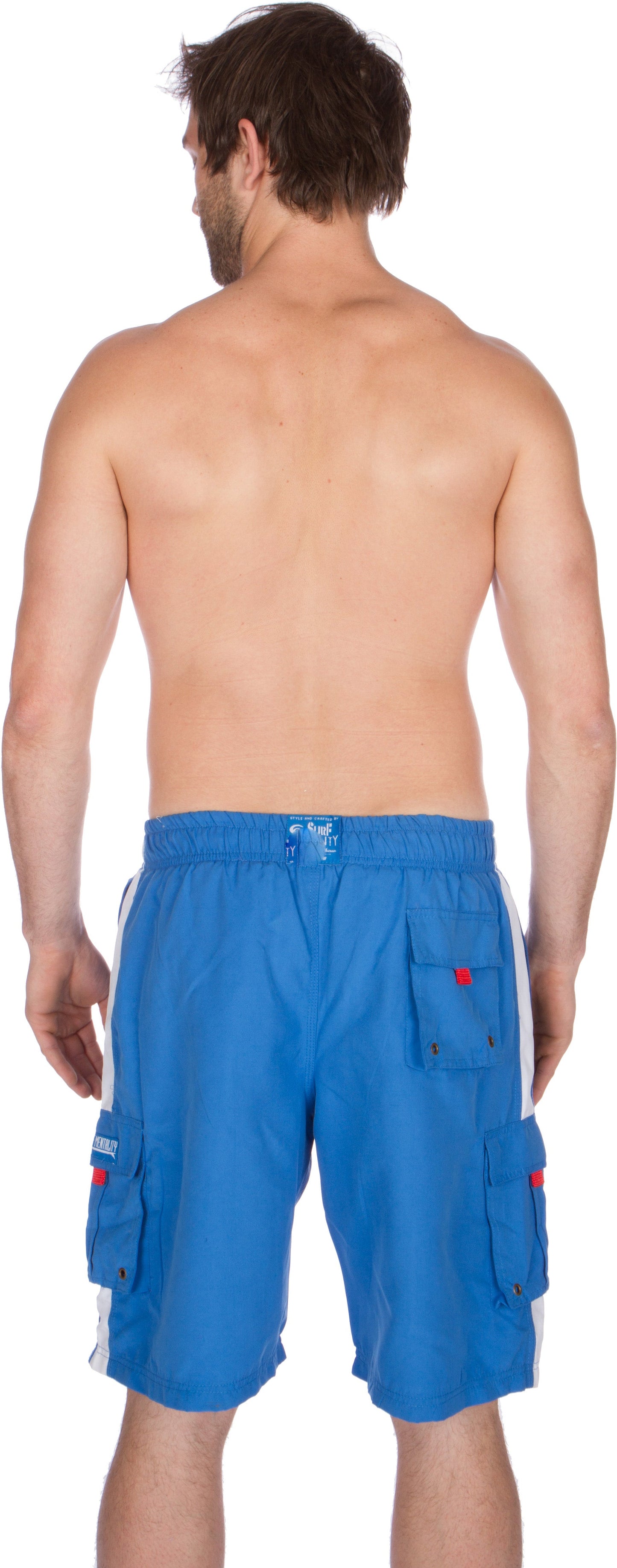 Men's Contrast Striped Solid Color Swim Trunks for Surfing and Skating by Sakkas