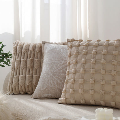 Set of 2 with inserts textured serenity collection - modern plush throw pillows in sage green and ivory with tufted, striped, and quilted patterns