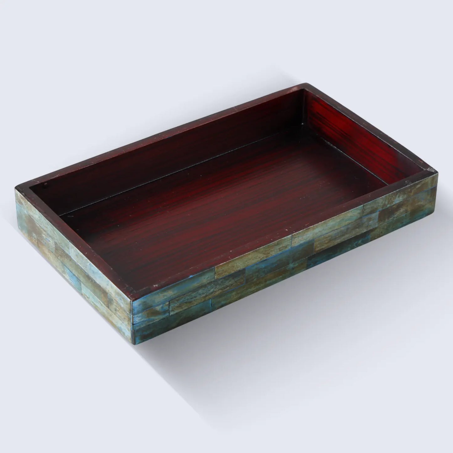 10x6 Verdigris Bone Inlay Tray for Vanity Bathroom Organizer