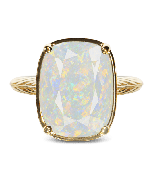 Sterling Silver Elongated Cushion Opal Cocktail Ring