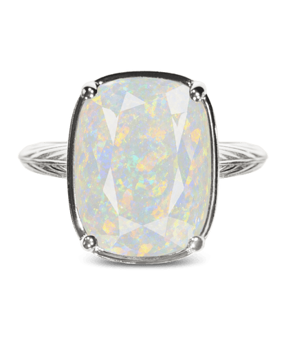 Sterling Silver Elongated Cushion Opal Cocktail Ring