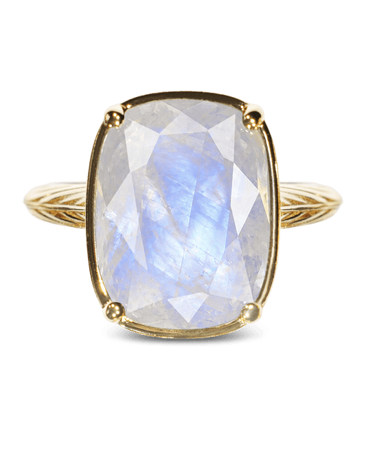 Sterling Silver Elongated Cushion Moonstone Cocktail Ring