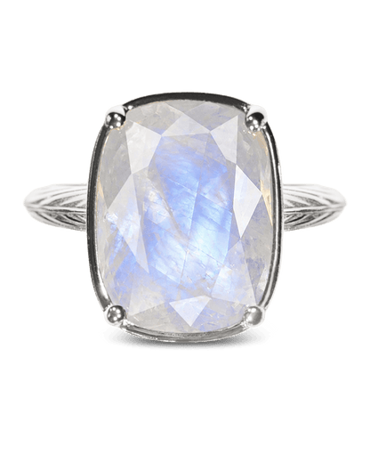 Sterling Silver Elongated Cushion Moonstone Cocktail Ring