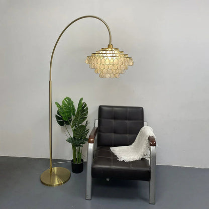 Teardrops Capiz Arc Floor Lamp