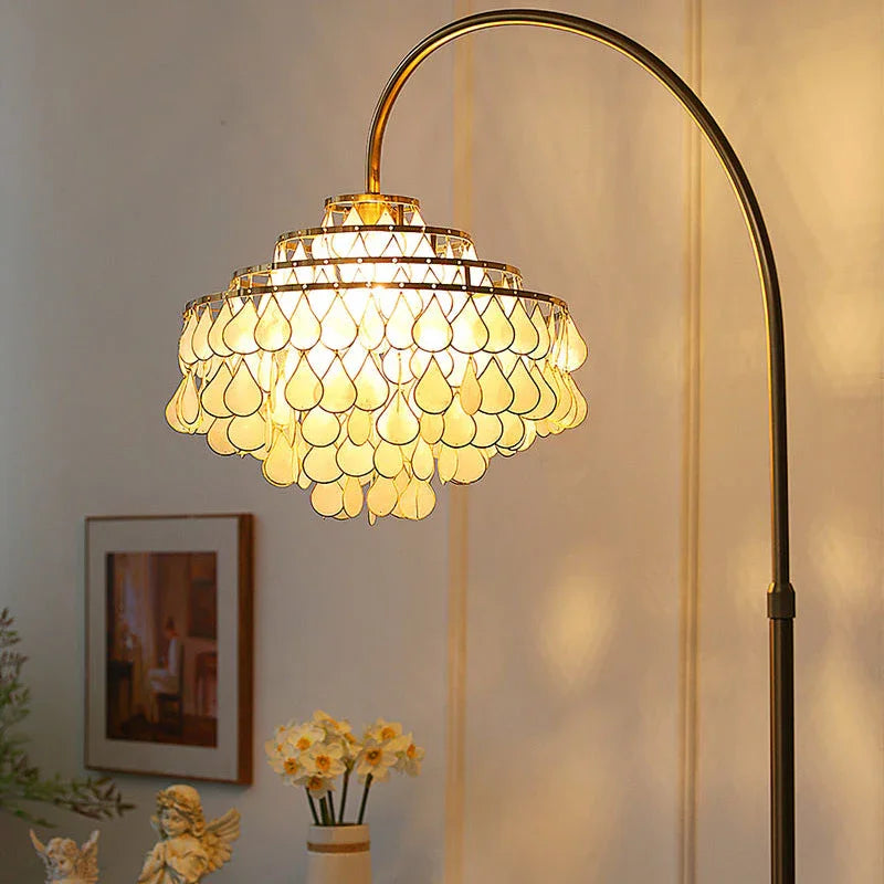 Teardrops Capiz Arc Floor Lamp