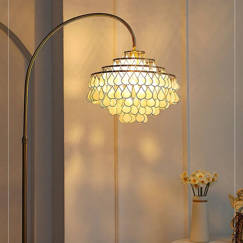 Teardrops Capiz Arc Floor Lamp