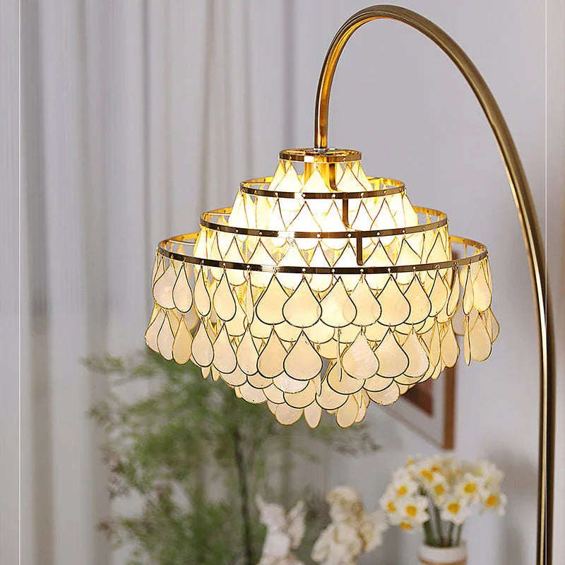 Teardrops Capiz Arc Floor Lamp