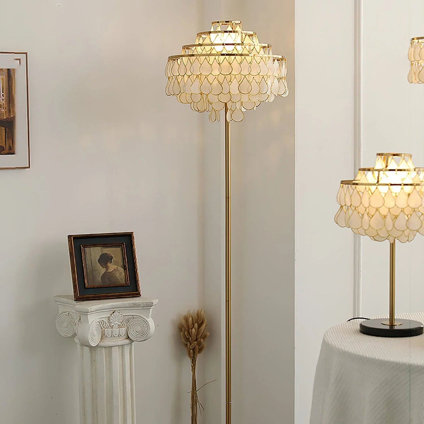 Teardrops Capiz Floor Lamp