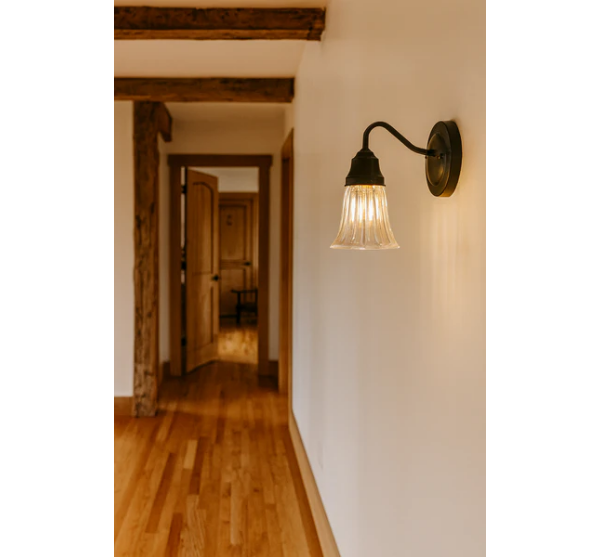 Thick Holophane Clear Glass Wall Sconce or Pendant Light