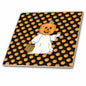3dRose Beverly Turner Halloween Design - Pumpkin Head and White Sheet, Trick or Treat Bag, Pumpkin Design - Tiles