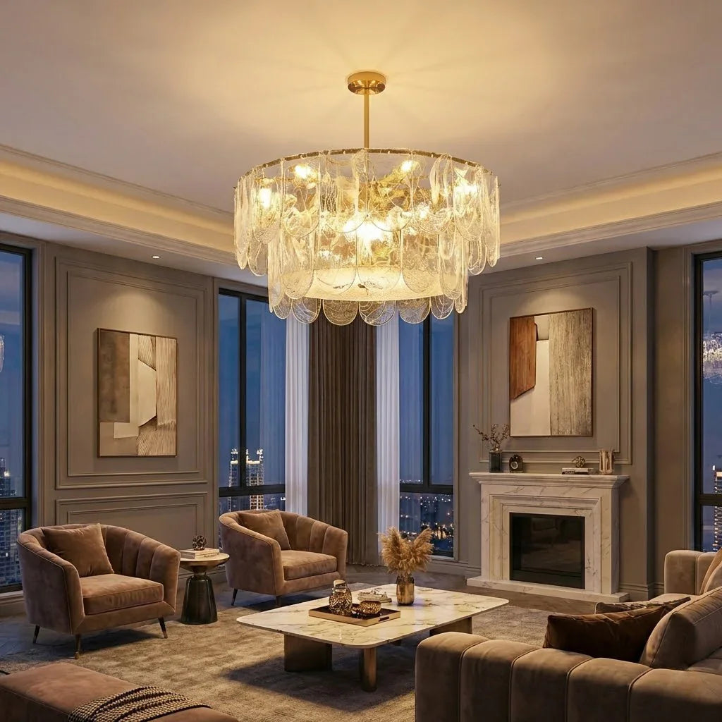 Timeless Metal & Glass Multi-Light Chandelier