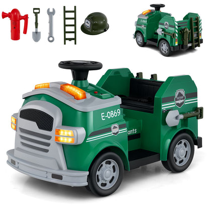 12V Toddler Fire Toy Car with Shovel and Wrench for Ages 37-95 Months