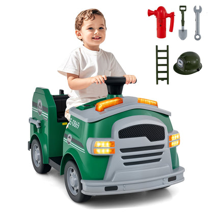 12V Toddler Fire Toy Car with Shovel and Wrench for Ages 37-95 Months