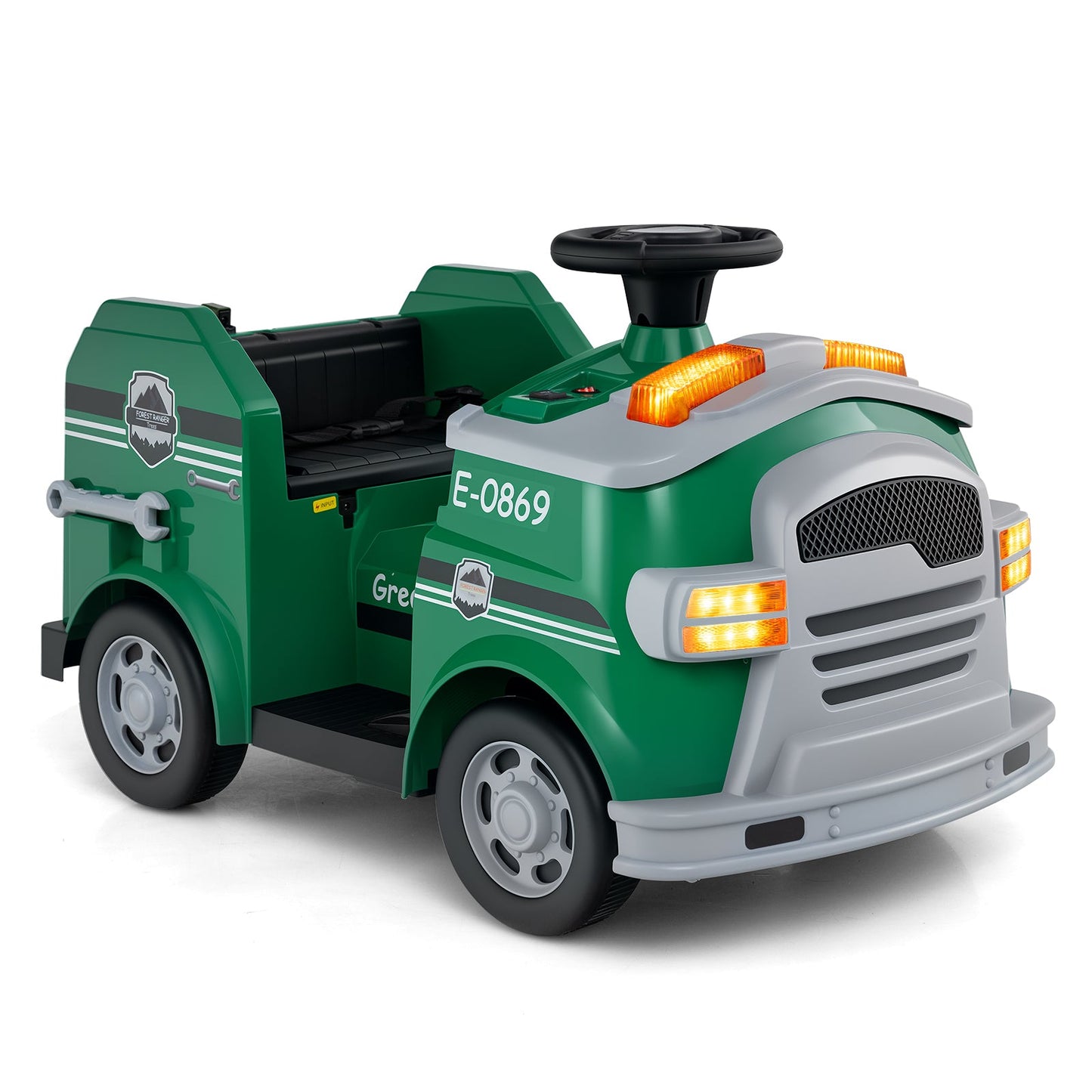 12V Toddler Fire Toy Car with Shovel and Wrench for Ages 37-95 Months