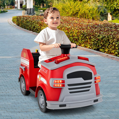 12V Toddler Fire Toy Car with Shovel and Wrench for Ages 37-95 Months