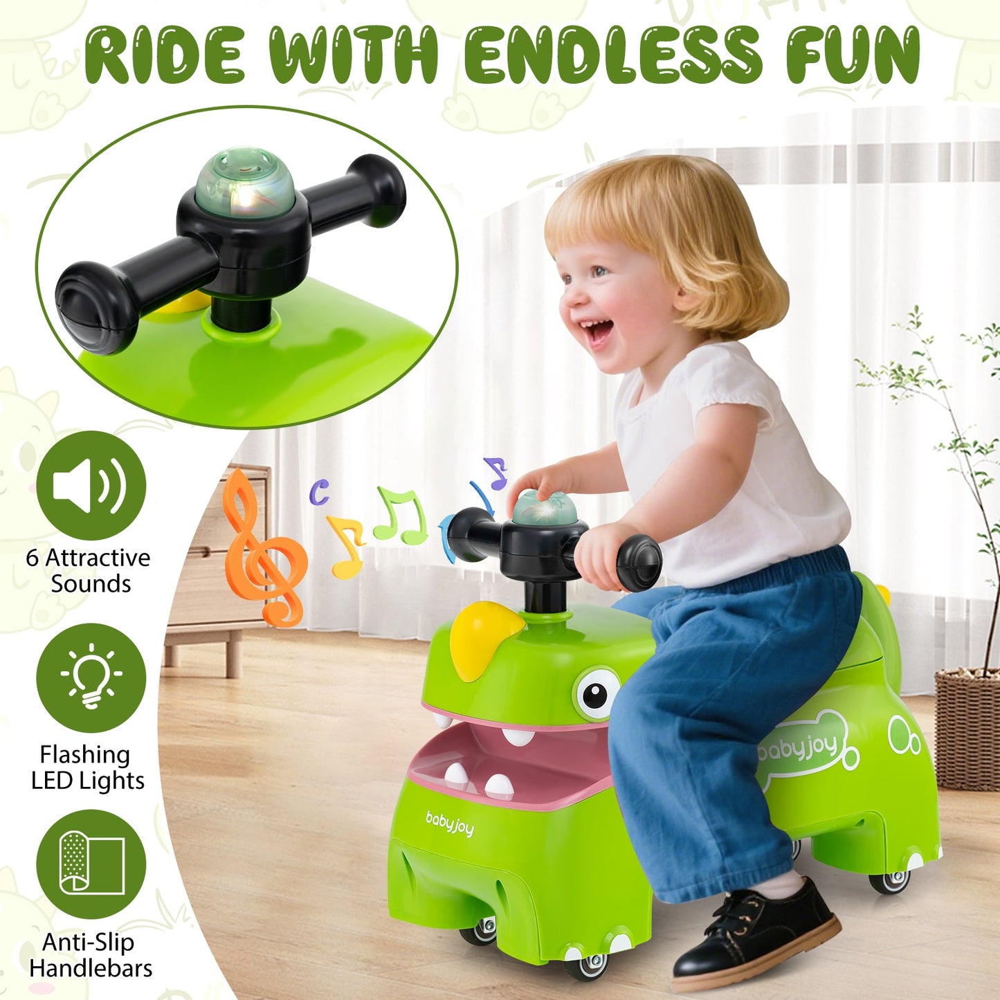 Toddler Ride on Toy Walking Sliding Car with Lights and Music
