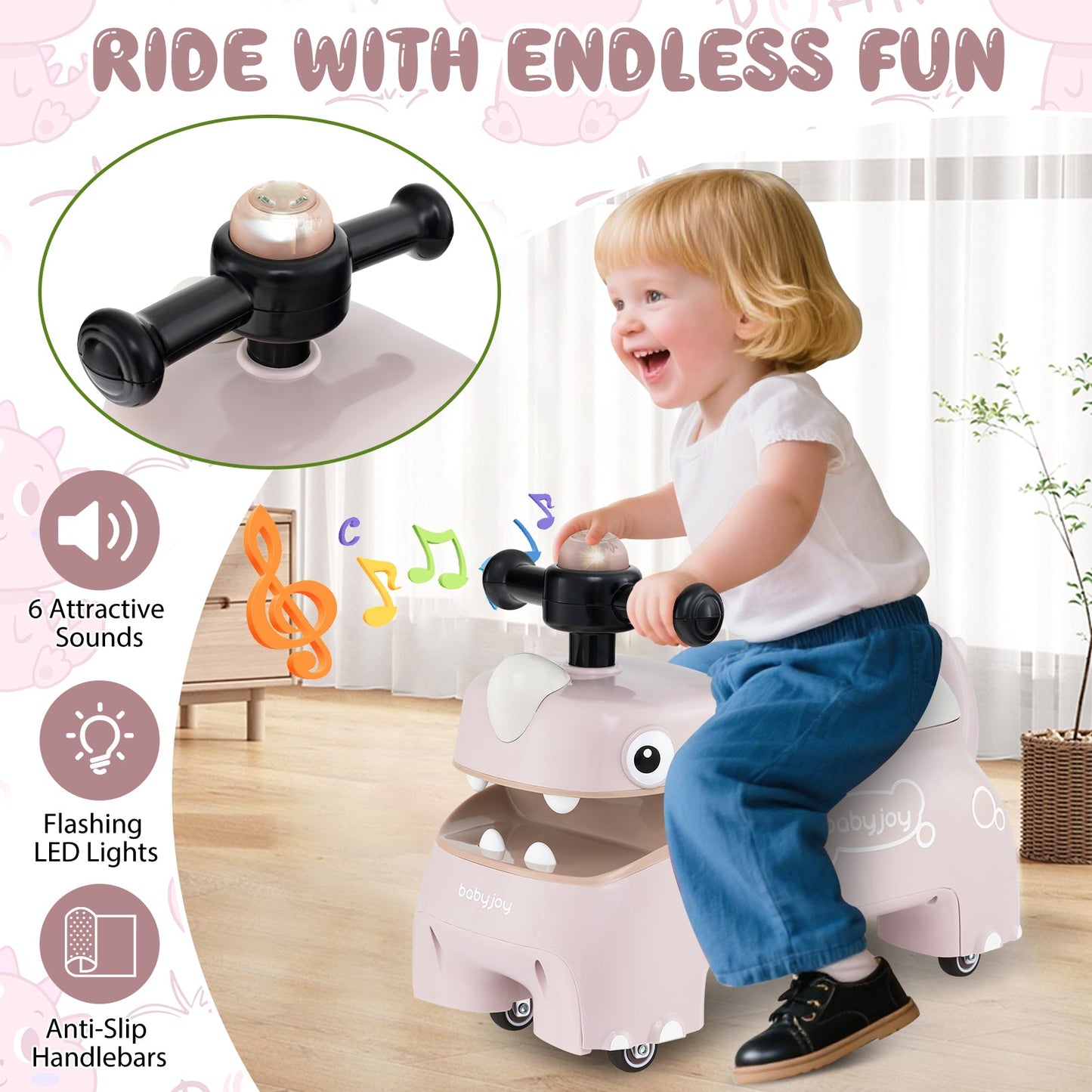 Toddler Ride on Toy Walking Sliding Car with Lights and Music