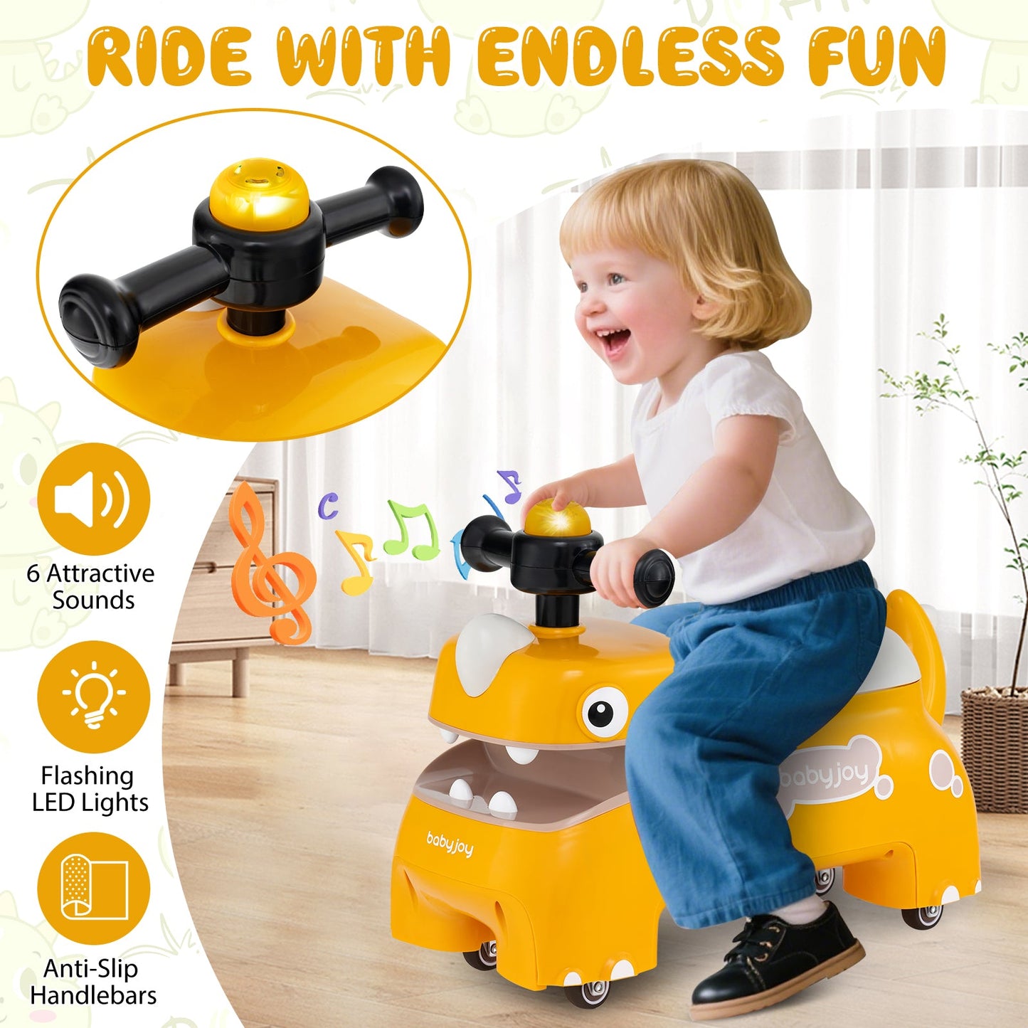 Toddler Ride on Toy Walking Sliding Car with Lights and Music
