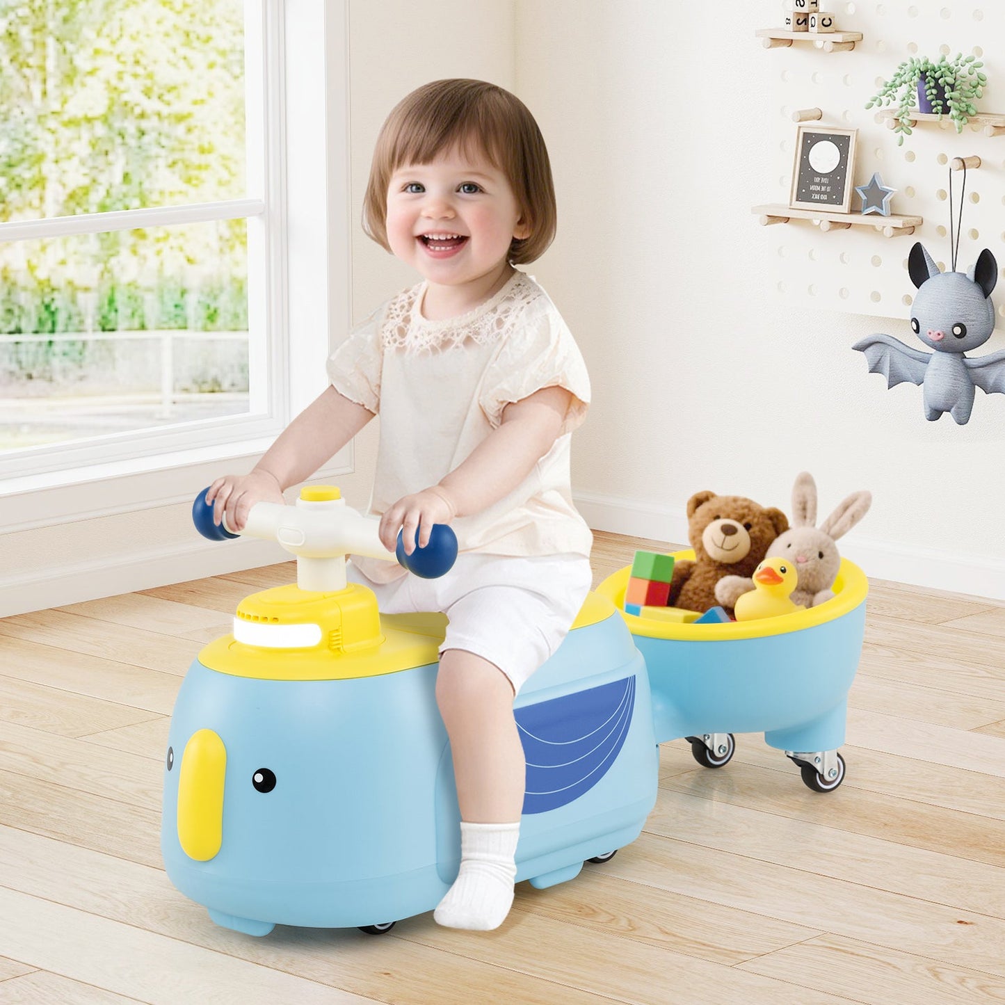 Toddler Ride on Toy with Trailer and Light Music