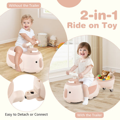 Toddler Ride on Toy with Trailer and Light Music