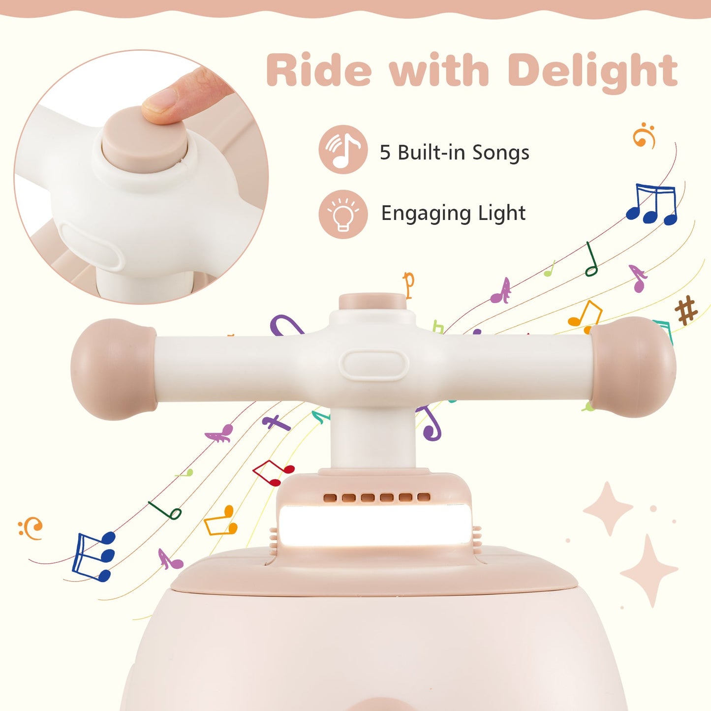 Toddler Ride on Toy with Trailer and Light Music