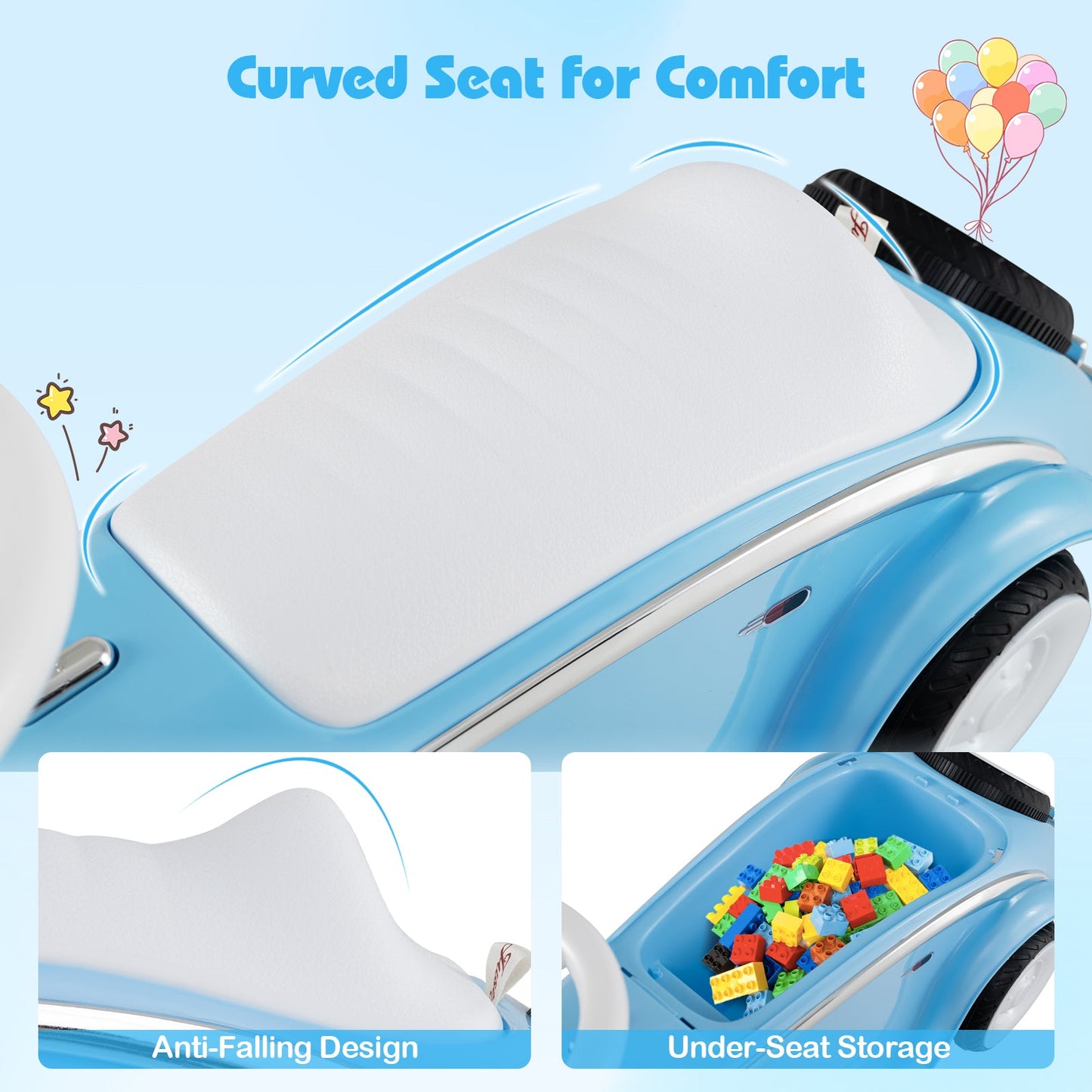 Toddler Ride on Toy Classic Sliding Car with Horn and LED Headlight