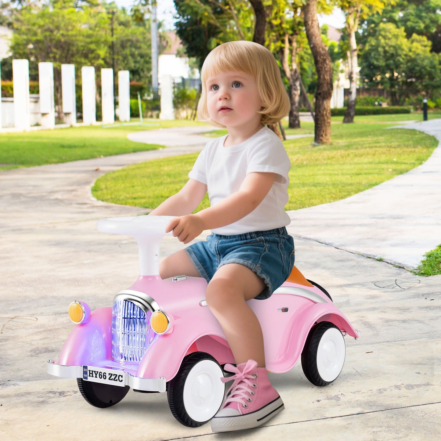Toddler Ride on Toy Classic Sliding Car with Horn and LED Headlight