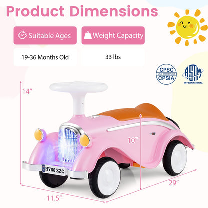 Toddler Ride on Toy Classic Sliding Car with Horn and LED Headlight