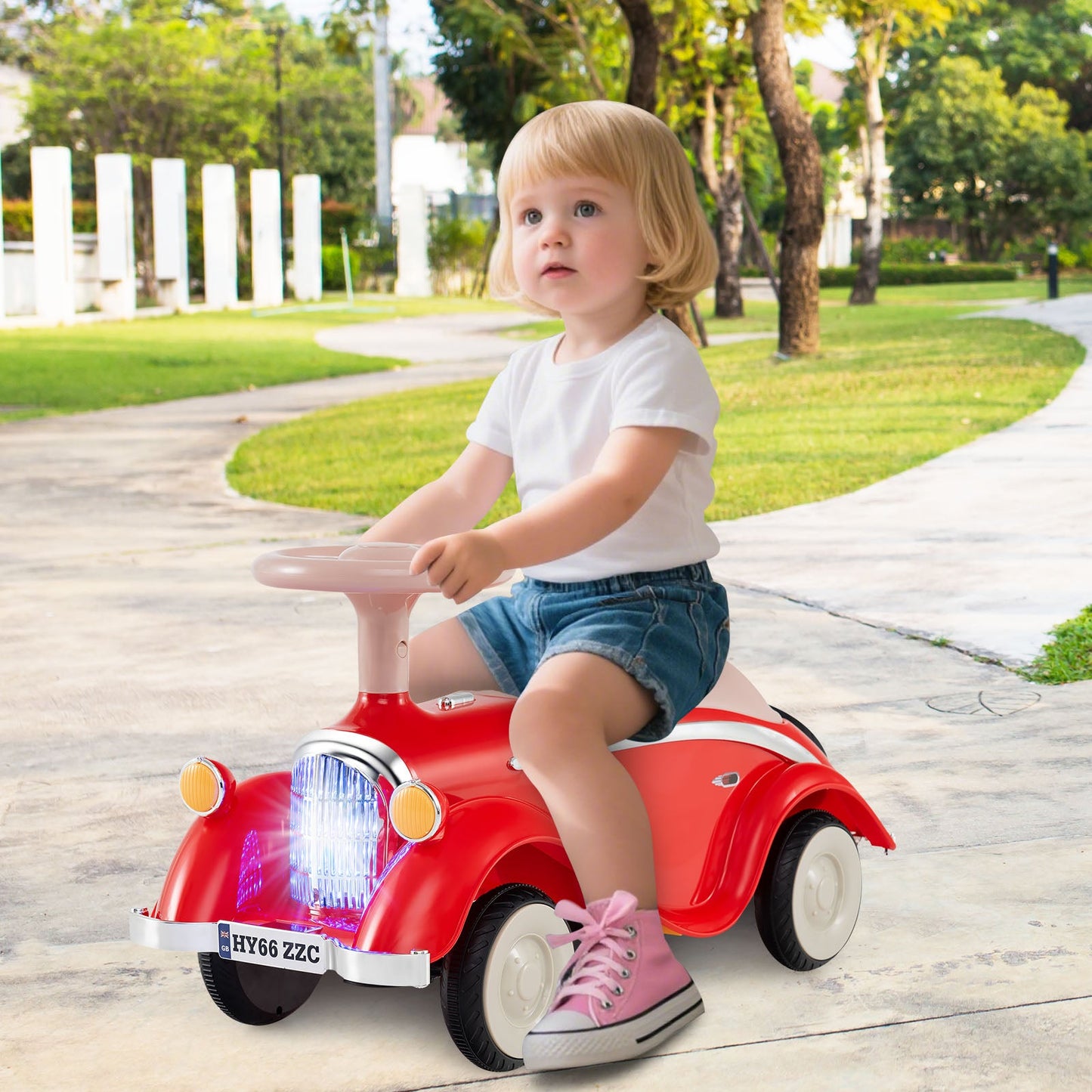 Toddler Ride on Toy Classic Sliding Car with Horn and LED Headlight
