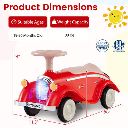 Toddler Ride on Toy Classic Sliding Car with Horn and LED Headlight