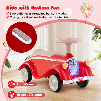Toddler Ride on Toy Classic Sliding Car with Horn and LED Headlight