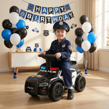 Toddler Sliding Car with Steering Wheel and Under-Seat Storage Push-Black