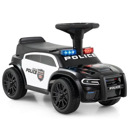 Toddler Sliding Car with Steering Wheel and Under-Seat Storage Push-Black