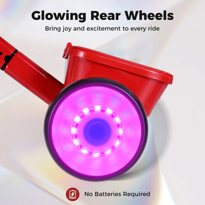 Toddler Tricycle with Glowing Wheels and 4-Level Adjustable Seat