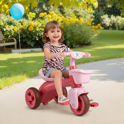 Toddler Tricycle with Limited Steering with Front Baskets and Bell