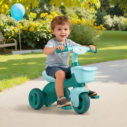 Toddler Tricycle with Limited Steering with Front Baskets and Bell