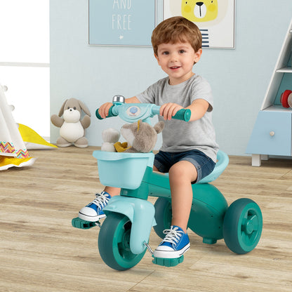 Toddler Tricycle with Limited Steering with Front Baskets and Bell