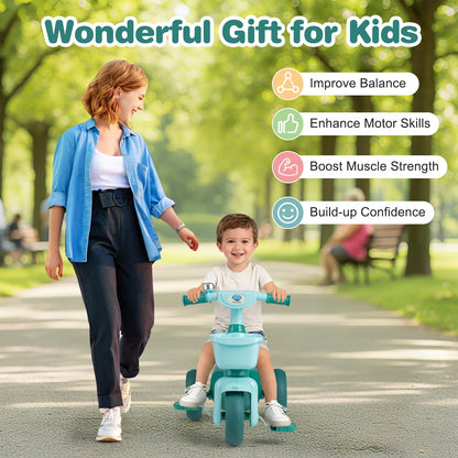 Toddler Tricycle with Limited Steering with Front Baskets and Bell